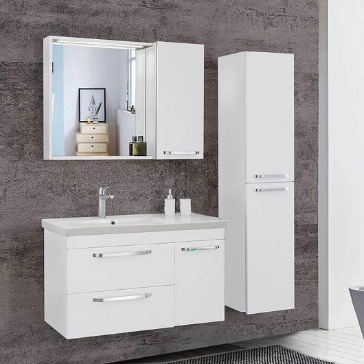 Σετ Έπιπλο Μπάνιου Πάγκος με Νιπτήρα Καθρέφτη και Φως Martin Dode 100 9SDO100WH0 100x44x60cm Λευκός