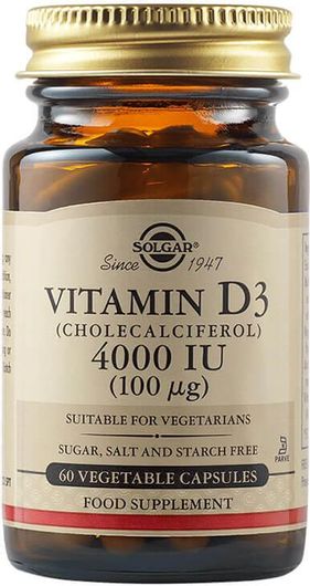 Solgar Vitamin D3 Βιταμίνη για Ενίσχυση του Ανοσοποιητικού & την Υγεία των Οστών 4000iu 60 φυτικές κάψουλες