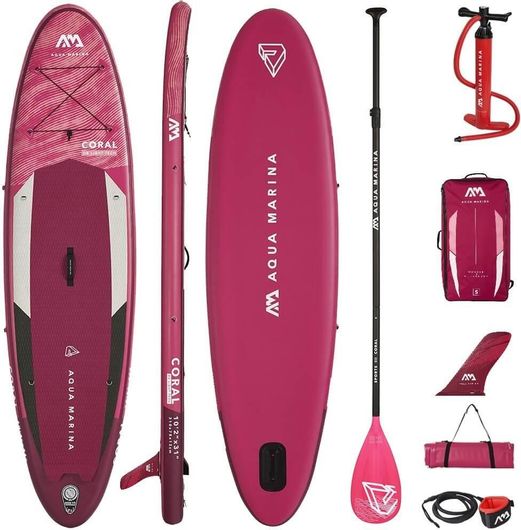 Φουσκωτή Σανίδα SUP Aqua Marina Coral 10'2" με Μήκος 3.1m Ροζ