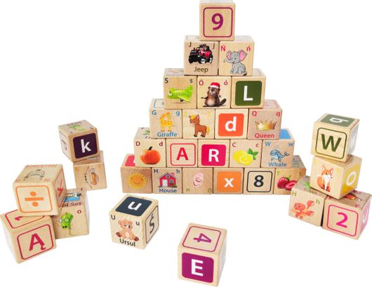 Ξύλινα Τουβλάκια Ecotoys Εκπαιδευτικά Κυβάκια για 2+ Ετών 32τμχ HM014520