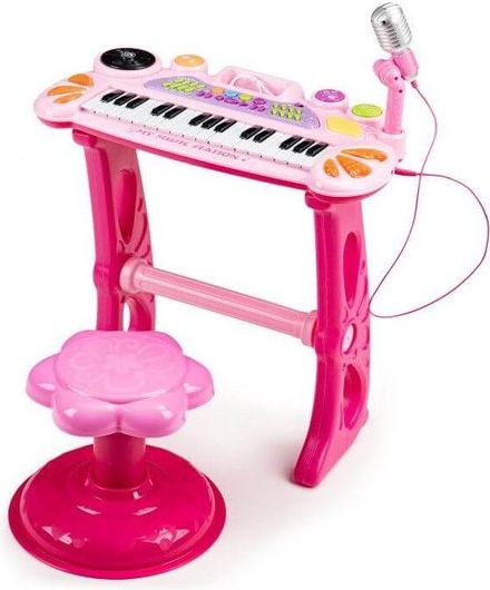 Πιάνο Ecotoys Με Μικρόφωνο / Mp3 / Σκαμπό Ροζ 490441