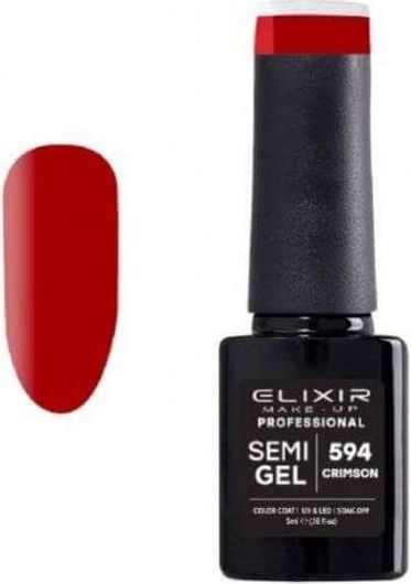 Ημιμόνιμο Βερνίkι Νυχιών ElixirSemi Gel 594 Crimson 5ml