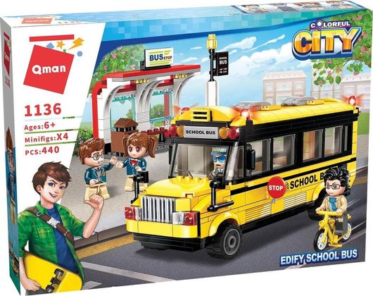 Τουβλάκια Edify School Bus για 6+ Ετών 440τμχ Qman 1136