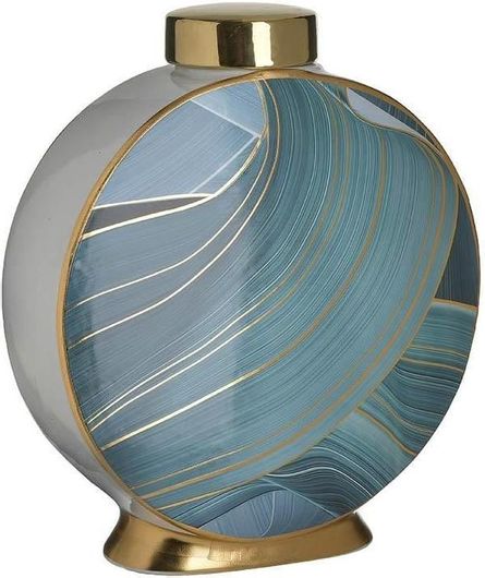 Διακοσμητικό Βάζο Inart Κεραμικό 28x13x30εκ Μπλέ/Χρυσό