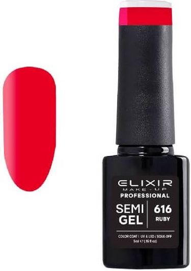 Ημιμόνιμο Βερνίκι Νυχιών Elixir Professional Semi Gel 616 Ruby 5ml