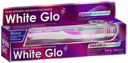Οδοντόκρεμα White Glo 2 σε 1 Λευκαντική με Στοματικό Διάλυμα 150gr & Οδοντόβουρτσα