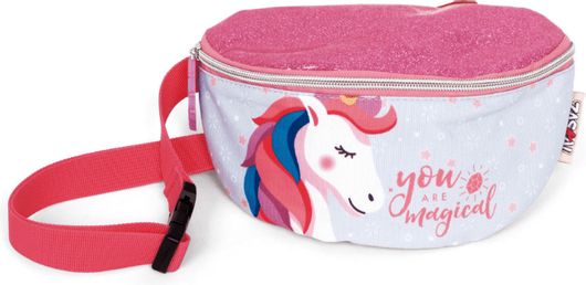Τσαντάκι Μπανάνα Zaska Unicorn Bag Μονόκερος Για Κορίτσια Λευκό Ρόζ 23x8x7cm