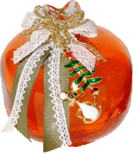 Γούρι Royal Art Collection Ρόδι Διακοσμημένο KAT15/04D/OR Γυάλινο