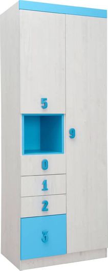 Ντουλάπα Matis NUMERO Δίφυλλη 80x52x217.5cm Μπλε
