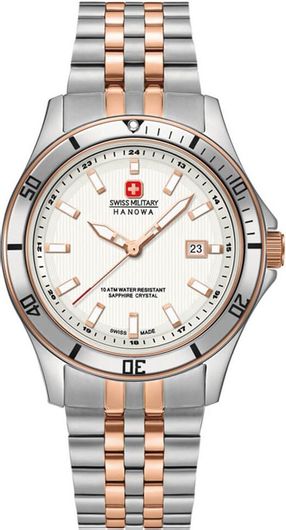 Γυναικεία Ρολόγια Swiss Military Hanowa Flagship Lady Two Tone Stainless Steel Μπρασελέ 06-7161.2.12.001 Ασημί/Ροζ Χρυσό