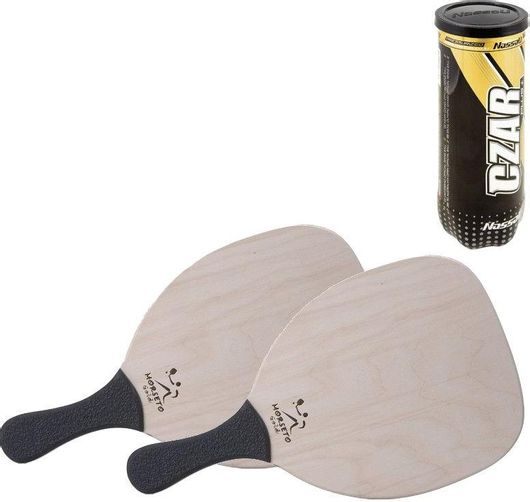 Σετ 2 Ρακέτες Παραλίας Morseto Silver AS S005 Natural/Black 380g Με Μπαλάκια