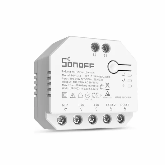 Ενδιάμεσος Διακόπτης Sonoff Dual R3 Lite Smart Wi-Fi Λευκό