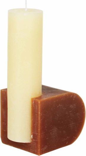 Κερί Broste Copenhagen Blocke Μπεζ/Καφέ H20 Ø11cm 