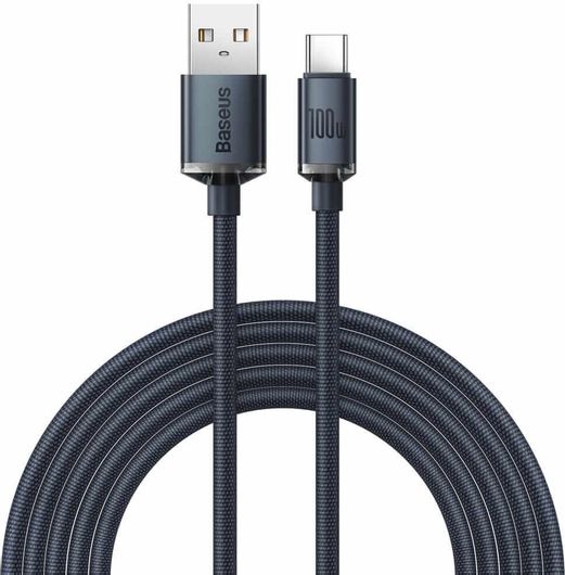 Baseus Crystal Shine Braided USB 2.0 Cable USB-C male - USB-A 100W Μαύρο 2m CAJY000501