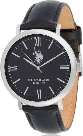 Ανδρικό ρολόι U.S. POLO Ezra Δερμάτινο Λουράκι USP4810BK Μαύρο