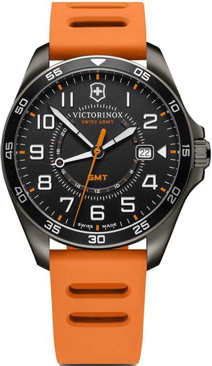 Ανδρικό ρολόι VICTORINOX FieldForce Sport GMT Λουράκι από Καουτσούκ 241897 Πορτοκαλί