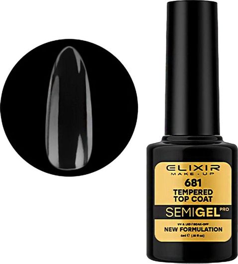 Tempered Top Coat Elixir Professional Semi Gel 681 για Ημιμόνιμο Βερνίκι Νυχιών 5ml