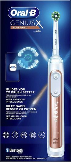 Oral-B Genius X Ηλεκτρική Οδοντόβουρτσα με Χρονομετρητή και Αισθητήρα Πίεσης Ροζ Χρυσό