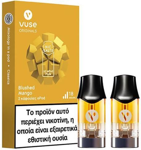 Υγρό Αναπλήρωσης Ηλεκτρονικού Τσιγάρου Vuse ePod Blushed Mango 18mg/ml