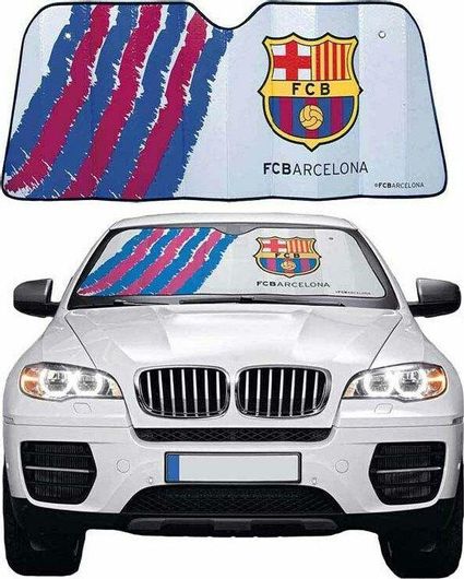Ηλιοπροστασία Παρμπρίζ Αυτοκινήτου Car+ Εσωτερική με Βεντούζα FC Barcelona XXL Φιμέ 140x100cm Ασημί