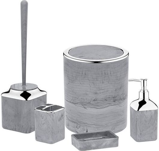 Σετ Μπάνιου Herzberg 5 τμχ Γκρι HG-OKY5141-DM
