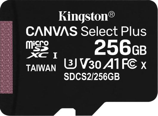 Κάρτα Μνήμης Kingston Canvas Select Plus microSDXC 256GB Class 10 U3 V30 A1 UHS-I