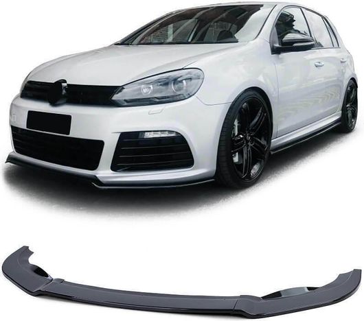 Μπροστινό Spoiler για VW Golf VI (6) 08-12 R20 απο Abs Πλαστικό 3τμχ Μαύρο Γυαλιστερό