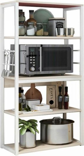 Ραφιέρα Δαπέδου Pakoworld Tace Λευκό - Φυσικό 50x30x129cm