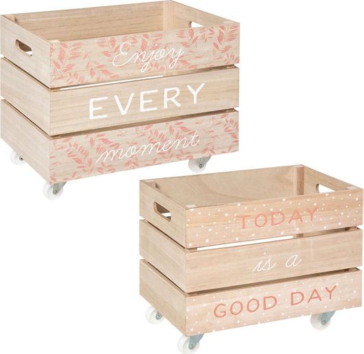 Παιδικό Κουτί Αποθήκευσης Spitishop Παιχνιδιών 2τμχ A-S Wooden Storage 174218A Ροζ