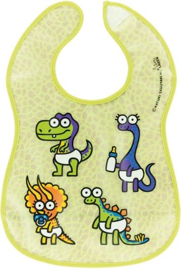 Σαλιάρα Laken Αδιάβροχη Dinos Πλαστική με Αυτοκόλλητο Katuki Saguyaki με Τσέπη για 24 m+