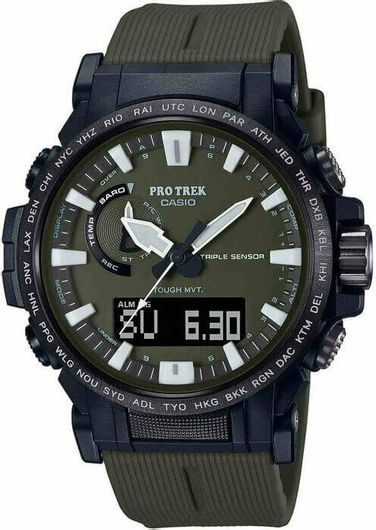 Ανδρικό Ρολόι Casio Protrek PRW-61Y-3ER Χρονογράφος Solar με Καουτσούκ Λουράκι Πράσινο