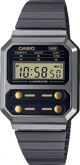 Ανδρικό Ρολόι Casio A-100WEGG-1A2EF με Μεταλλικό Μπρασελέ Μαύρο
