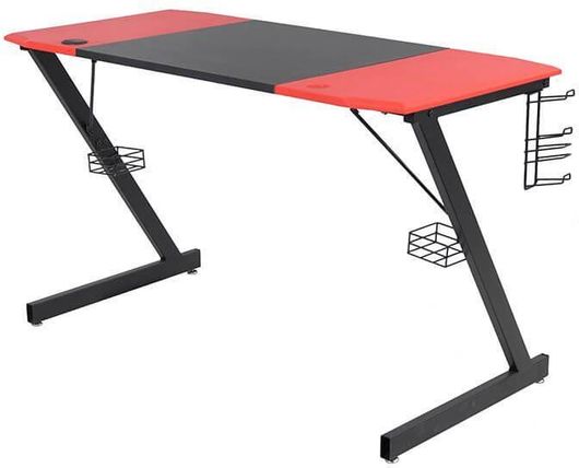 Γραφείο Gaming με Επένδυση Carbon Fiber & Μεταλλικά Πόδια Μαύρο / Κόκκινο