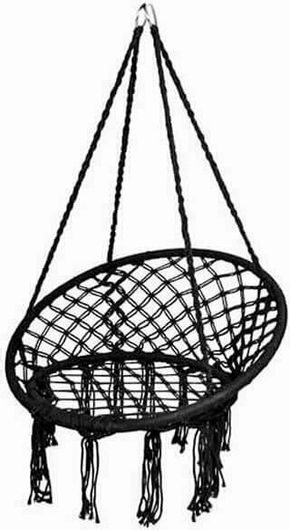 Κούνια Κρεμαστή Πολυθρόνα Υφασμάτινη Μακραμέ 50.5x53x120cm Μαύρο