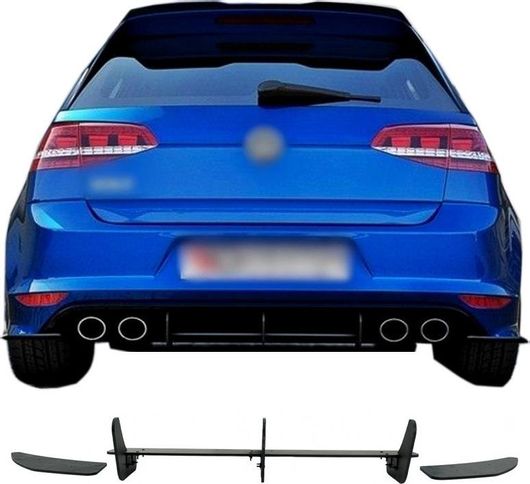 Diffuser Πίσω Προφυλακτήρα για VW Golf VII (7) 13-17 για R Έκδοση 3 Bars και 2 Side Splitters απο Πλαστικό 3τμχ Mat Black