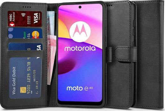 Tech-Protect Wallet Δερματίνης Μαύρο Motorola Moto E20, E30, E40