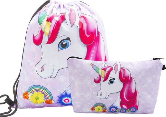 Παιδική Τσάντα Πλάτης με Μικρό Τσαντάκι Unicorn