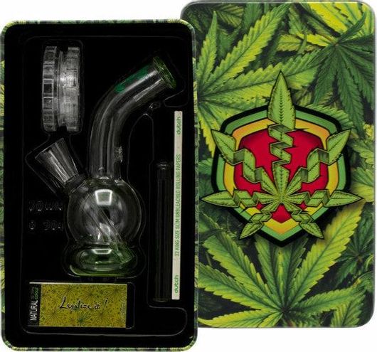 Σετ Bong Amsterdam με Grinder, Τζιβάνες, Χαρτάκια, Αναπτήρα και Σίτες