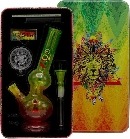 Σετ Bong Amsterdam με Grinder, Τζιβάνες, Χαρτάκια, Αναπτήρα και Σίτες