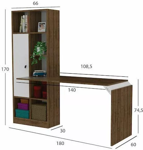 Γραφείο Homemarkt με Βιβλιοθήκη Opus Ξύλινο