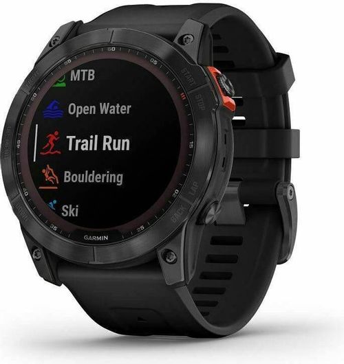 Smartwatch Garmin Fenix 7X Solar 51mm Stainless Steel Case Slate Grey & Silicone Strap Black 