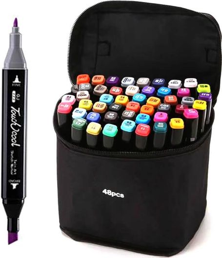 Μαρκαδόροι Loco Σετ με Μύτη Δπλής Όψης σε Ζωηρά Χρώματα 48τμχ Πολύχρωμα