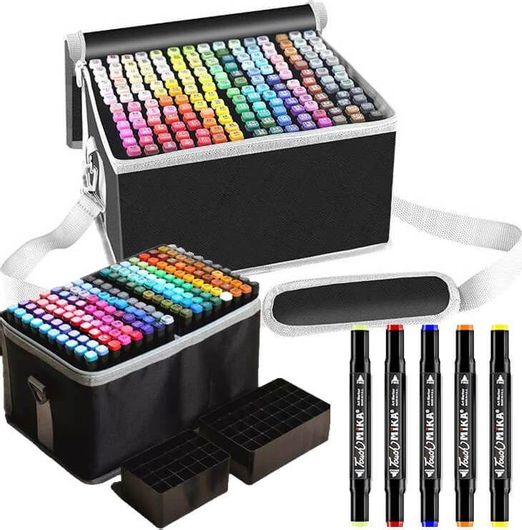 Μαρκαδόροι Ζωγραφικής Loco με Διπλή Μύτη 168τμχ Πολυχρωμο