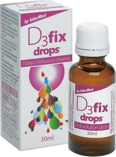 InterMed D3 Fix Drops Βιταμίνη για Ενίσχυση του Ανοσοποιητικού & την Υγεία των Οστών 200iu 30ml