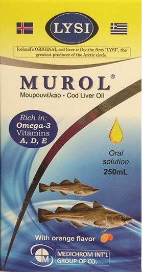 Medichrom Murol Μουρουνέλαιο Κατάλληλο για Παιδιά 250ml Πορτοκάλι