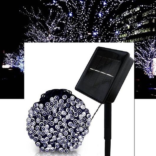 Ηλιακά Χριστουγεννιάτικα Λαμπάκια LED Λευκό Ψυχρο Εξωτερικού Χώρου (100 Λαμπάκια)