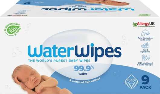 Μωρομάντηλα WaterWipes με 99% Νερό Βιοδιασπώμενα χωρίς Άρωμα 9x60τμχ