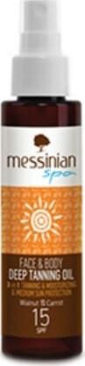 Αντηλιακό Προσώπου & Σώματος Messinian Spa Walnut & Carrot Λάδι SPF15 σε Spray 100ml