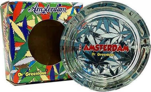 Τασάκι Γυάλινο Amsterdam Cool Leaves Μπλε 9cm