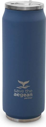 Θερμός Estia Travel Cup Save The Aegean Ποτήρι με Καλαμάκι 0.5lt Μπλε